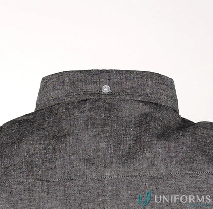 Gray linen shirt back view of w71 men’s Floyd LS Linen cotton shirt