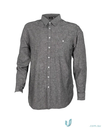 Gray long-sleeved Floyd LS Linen Cotton Shirt for w71 Men’s Floyd collection