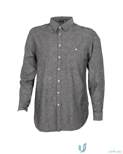 Gray long-sleeved Floyd LS Linen Cotton Shirt for w71 Men’s Floyd collection