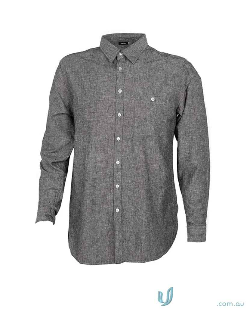 Gray long-sleeved Floyd LS Linen Cotton Shirt for w71 Men’s Floyd collection