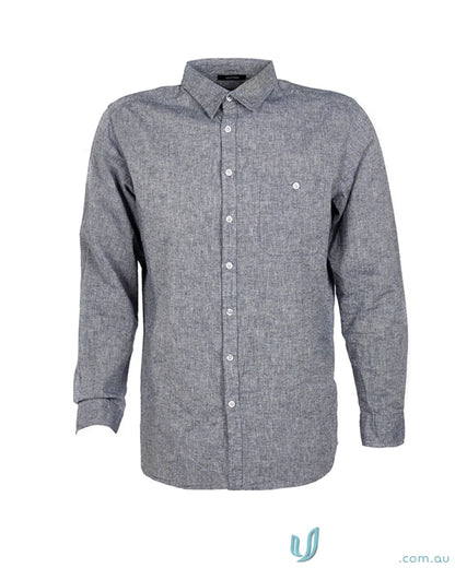 Gray long-sleeved Floyd LS Linen Cotton Shirt for w71 Men’s Floyd collection