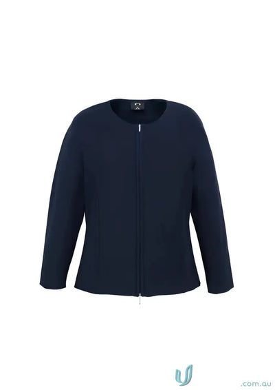 Navy blue FMIG EMB Ladies Zip Cardigan perfect for work uniforms and workwear
