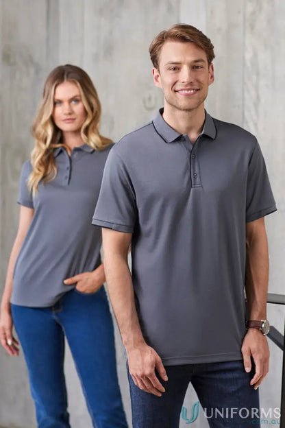 Two gray Focus Polo shirts from Biz Collection for a professional look