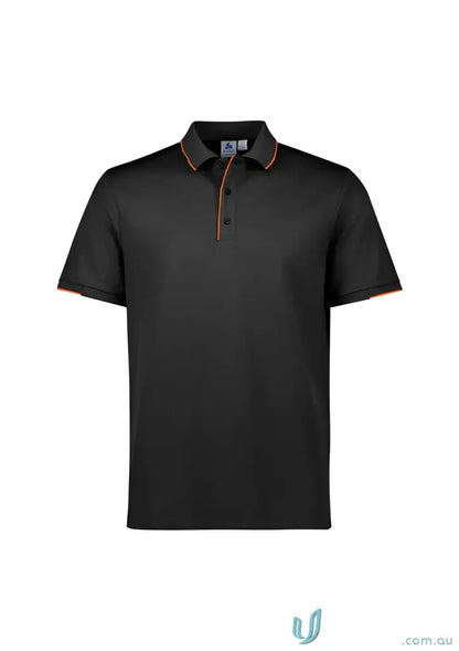Black focus Polo shirt with orange trim from Biz Collection for a professional look