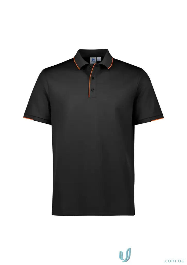 Black focus Polo shirt with orange trim from Biz Collection for a professional look