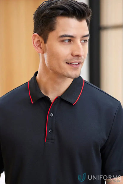 Black Focus Polo from Biz Collection with red trim for a professional look