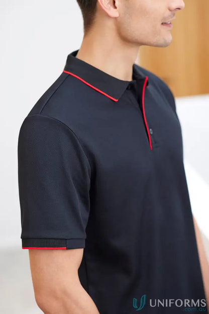 Focus Polo black polo shirt with red trim from Biz Collection for a professional look