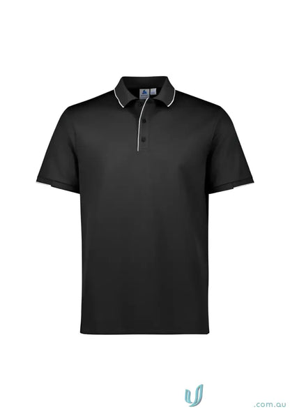 Black Focus Polo shirt with white trim from Biz Collection for a professional look