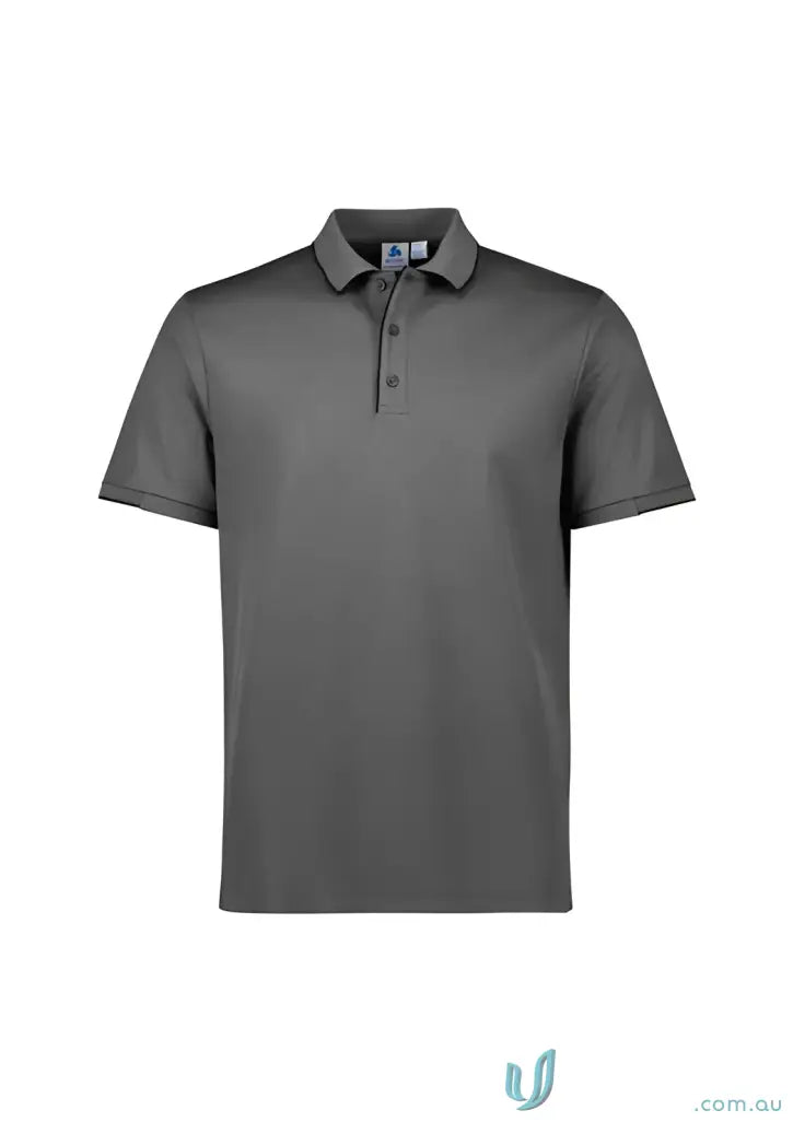 Gray short-sleeved Focus Polo shirt from Biz Collection for a professional look