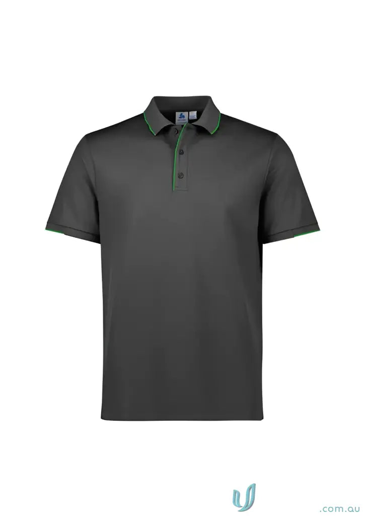 Gray Focus Polo with green trim from Biz Collection for a professional look