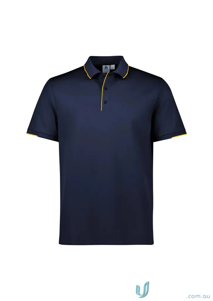 Focus Polo navy polo shirt with yellow trim from Biz Collection for a professional look