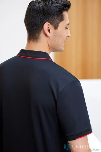 Focus Polo navy polo shirt with red trim from Biz Collection for a professional look