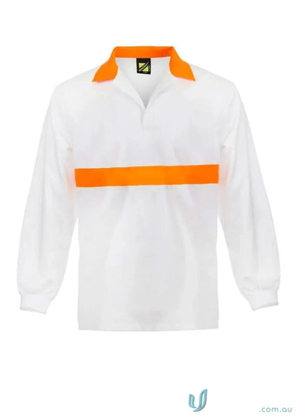 White long-sleeved jac shirt with orange contrast collar from Food Ind Jac Shirt collection
