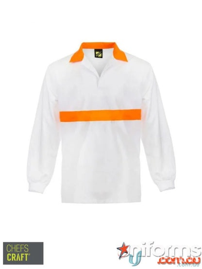 Food Ind Jac Shirt with Bands featuring white long-sleeve design and contrast collar