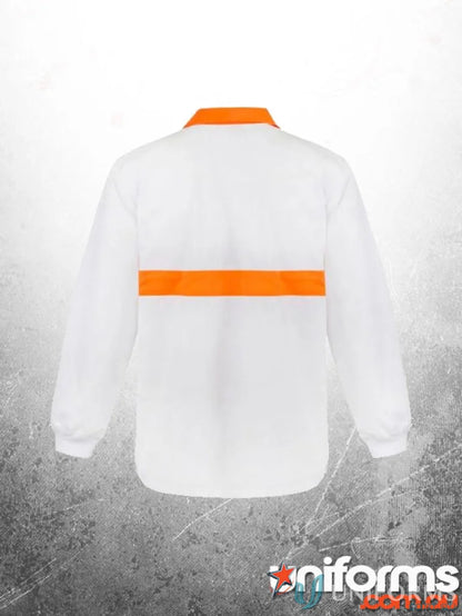 White long-sleeved jac shirt with orange contrast collar from Food Ind Jac Shirt collection