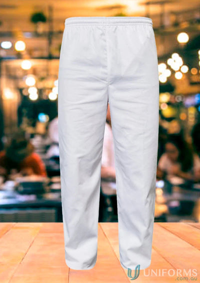 Food industry elastic white pant with comfortable elastic drawstring for easy wear