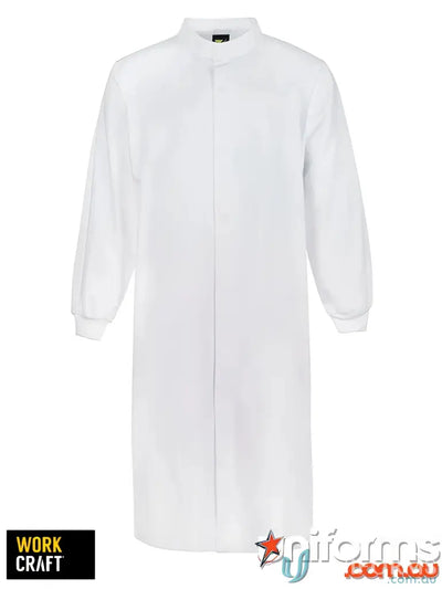 White long-sleeved food industry dust coat ideal for food processing workers