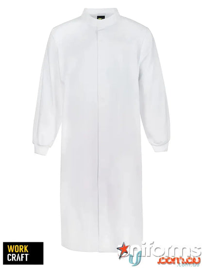 White long-sleeved food industry dust coat ideal for food processing workers