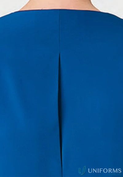 Blue fabric with a central pleat from the fabulous city collection in the Four Way Stretch Tunic