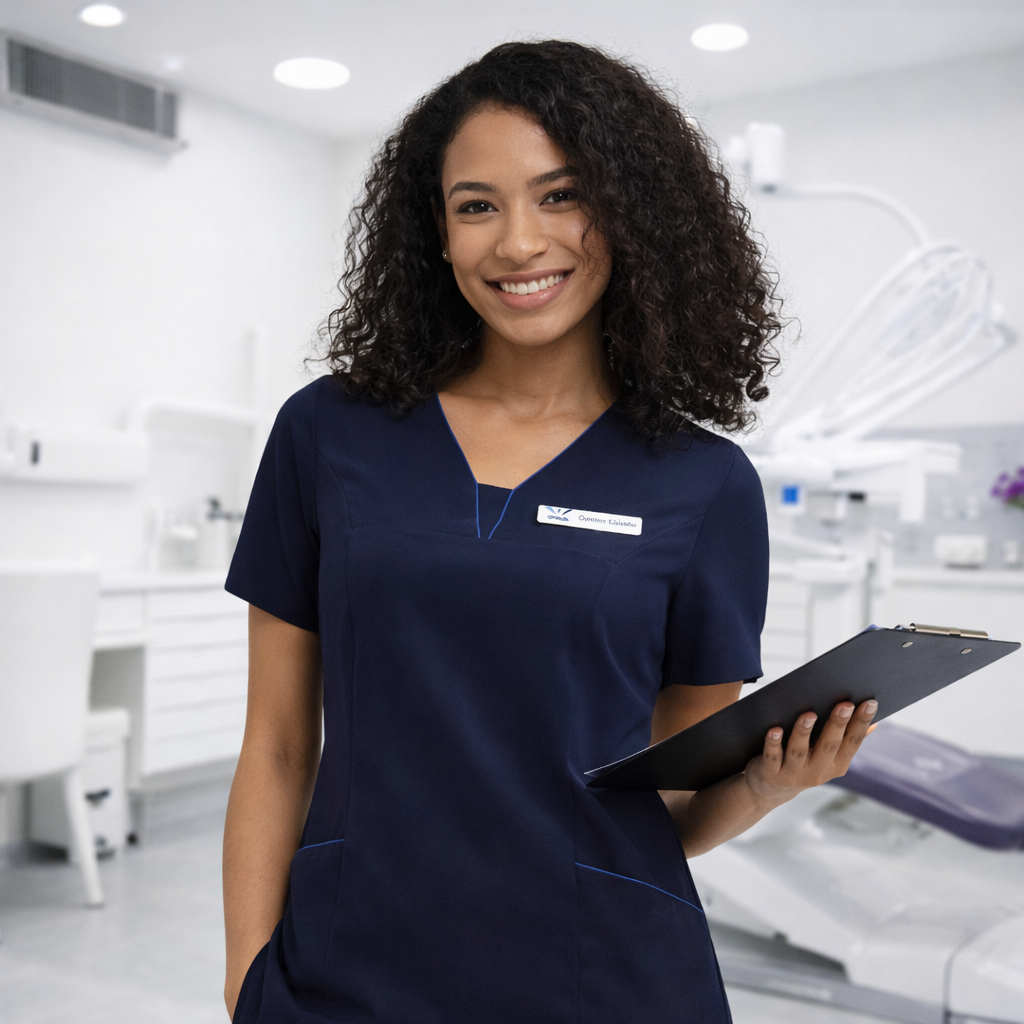 Navy blue v-neck Four Way Stretch Tunic from fabulous city collection