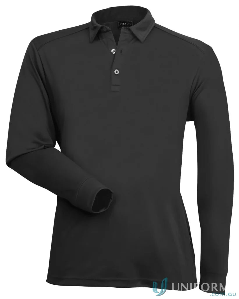 Freshen LS Polo in black showing sleek look, perfect for workwear and unmatched comfort