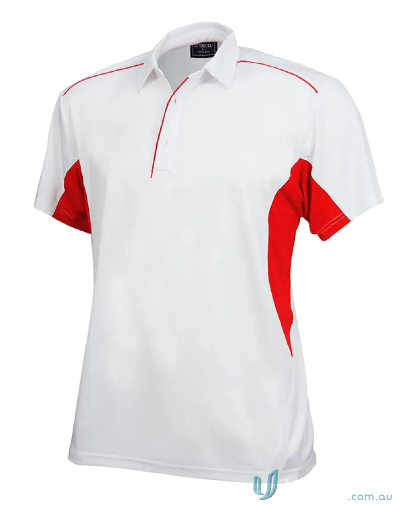 White and red Freshen Polo shirt for unmatched comfort and perfect uniforms or workwear