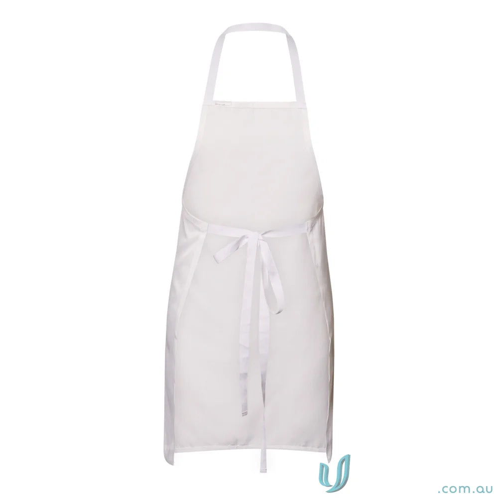 Plain white apron with neck loop and waist ties, perfect for reliable workwear uniforms