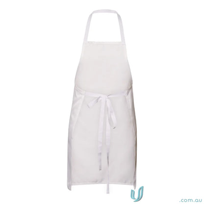 Plain white apron with neck loop and waist ties, perfect for reliable workwear uniforms