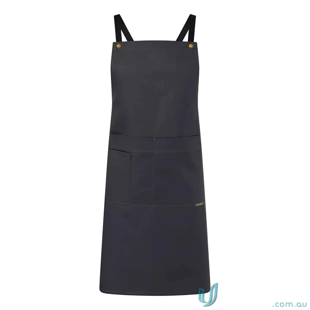Dark grey Full Bib Apron With Pockets featuring mobile phone pocket and adjustable straps