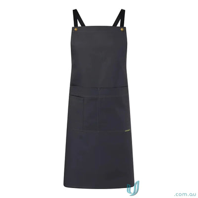 Dark grey Full Bib Apron With Pockets featuring mobile phone pocket and adjustable straps