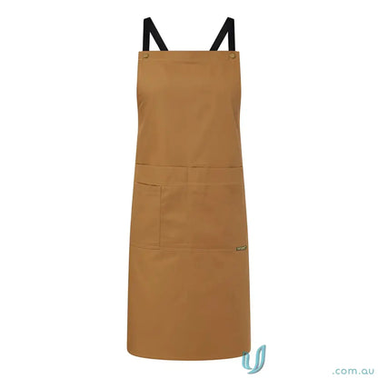 Full Bib Apron With Pockets featuring a mobile phone pocket and detachable herringbone straps for catering services