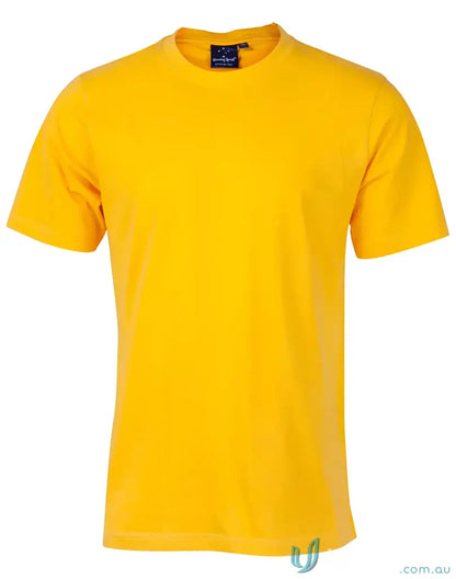 Yellow short-sleeved T-shirt made from combed cotton, perfect for workwear and uniforms