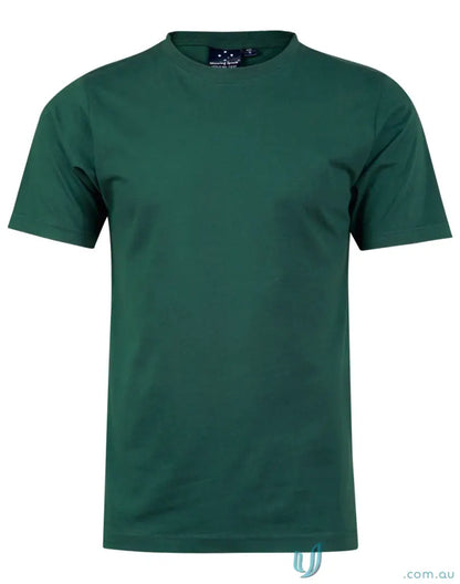 Green crew-neck T-shirt made of combed cotton perfect for kids workwear or uniforms
