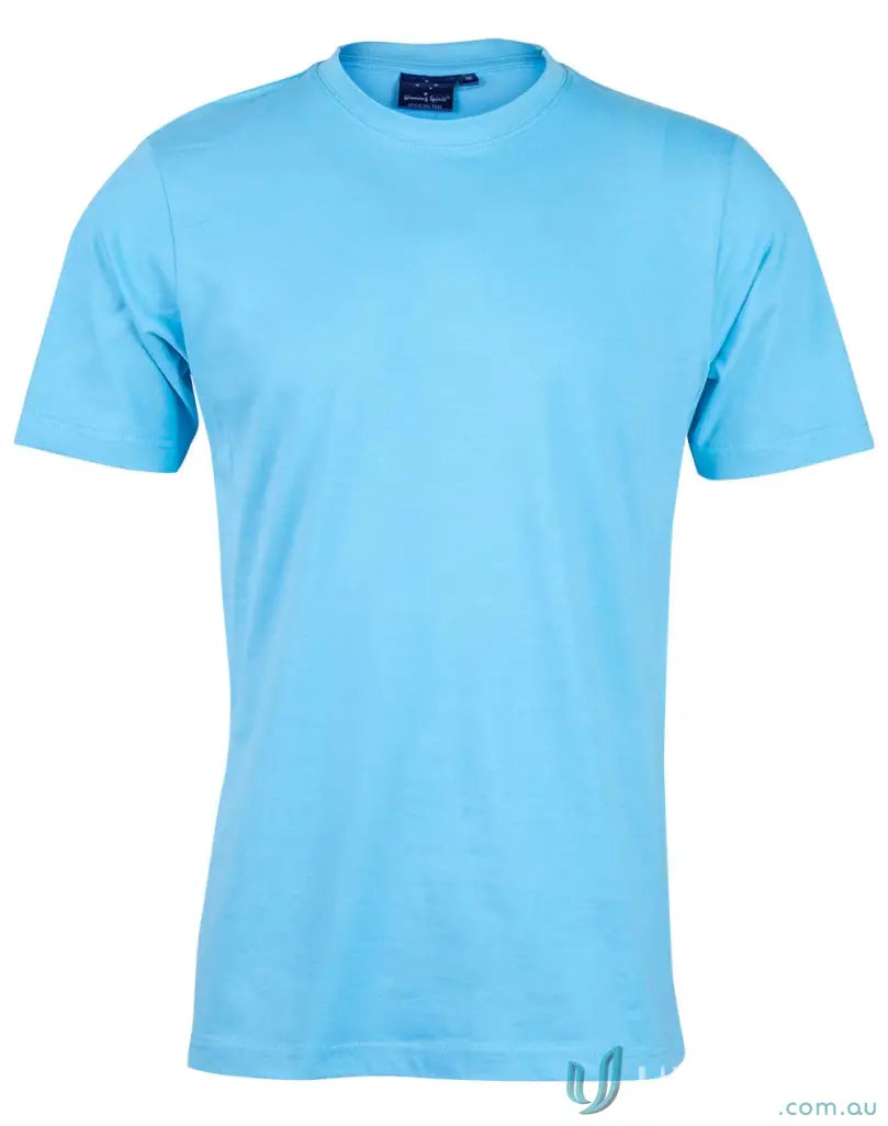 Light blue crew neck t-shirt made of combed cotton, perfect for uniforms or workwear