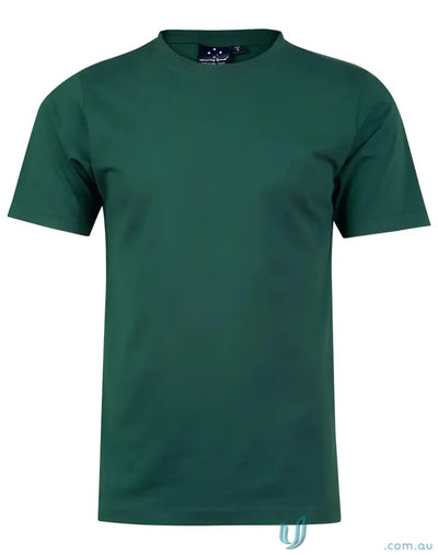 Green crew-neck t-shirt made of combed cotton, perfect for uniforms or workwear