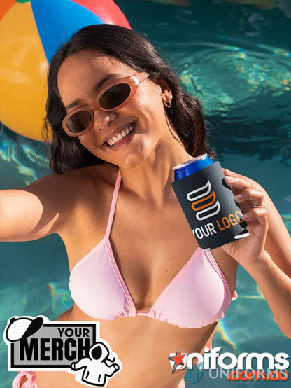 Black can cooler for a full print custom stubby holder, perfect for printing custom stubby designs