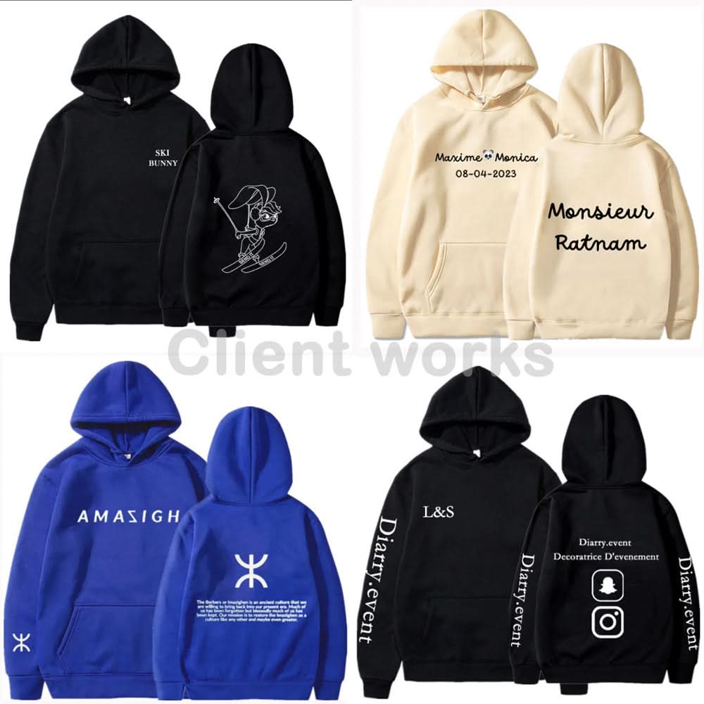 Assorted custom printed hoodies perfect for uniforms or workwear from Full Printed Custom Hoodie