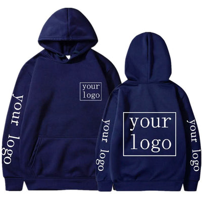 Navy blue full printed custom hoodie perfect for uniforms or workwear style
