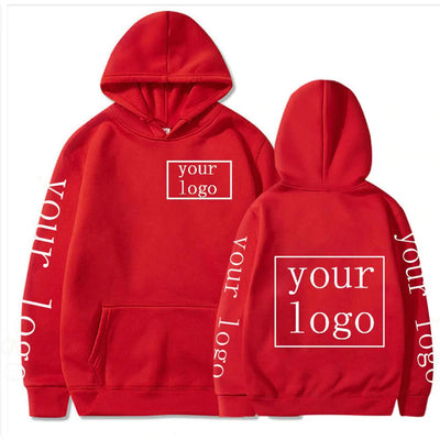 Red custom hoodie with logo, perfect for uniforms and workwear options