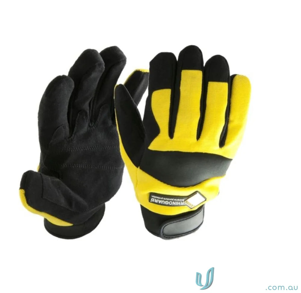 Yellow and black work gloves with high puncture resistance and ASTM F1342-05 testing