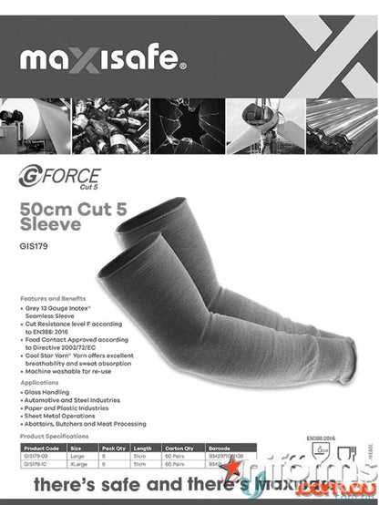 Gray cut-resistant arm sleeves from G-Force Inotex for workwear and uniforms protection