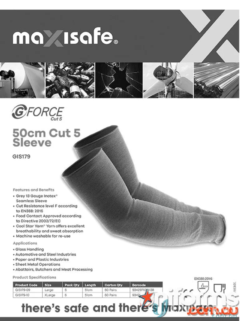 Gray cut-resistant arm sleeves from G-Force Inotex for workwear and uniforms protection