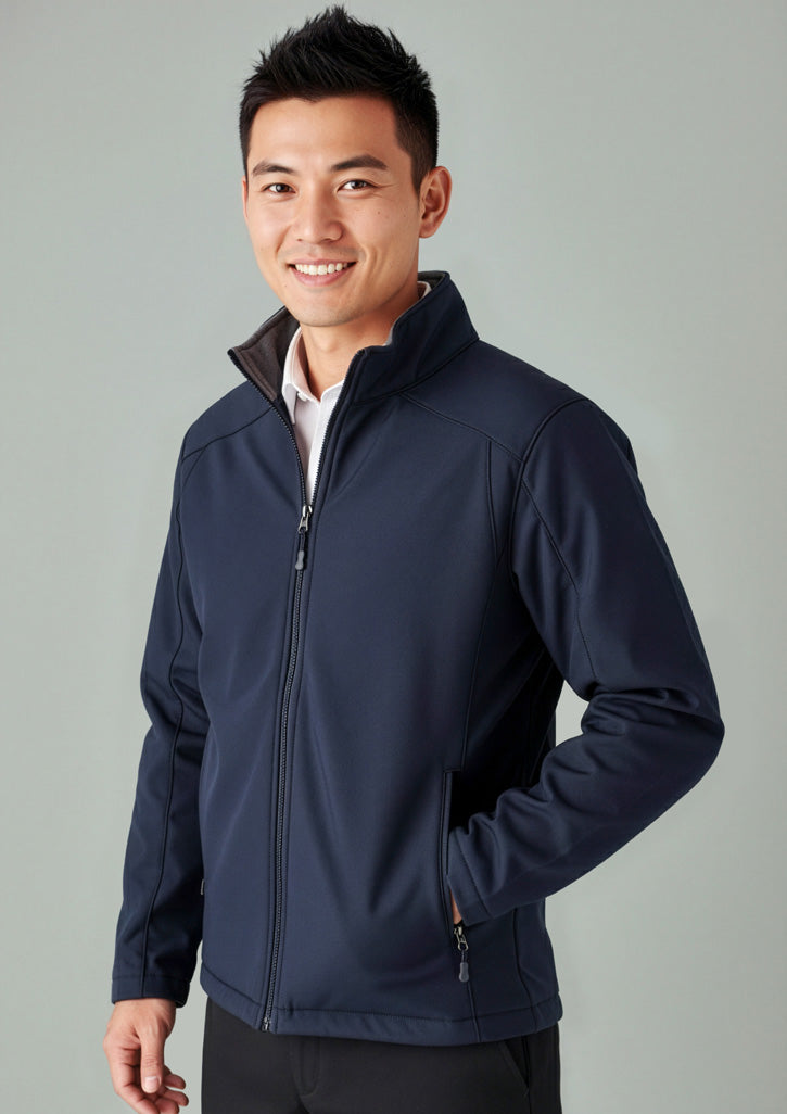 Gainsford softshell jacket in navy blue with high collar and seams, biz tech J307M