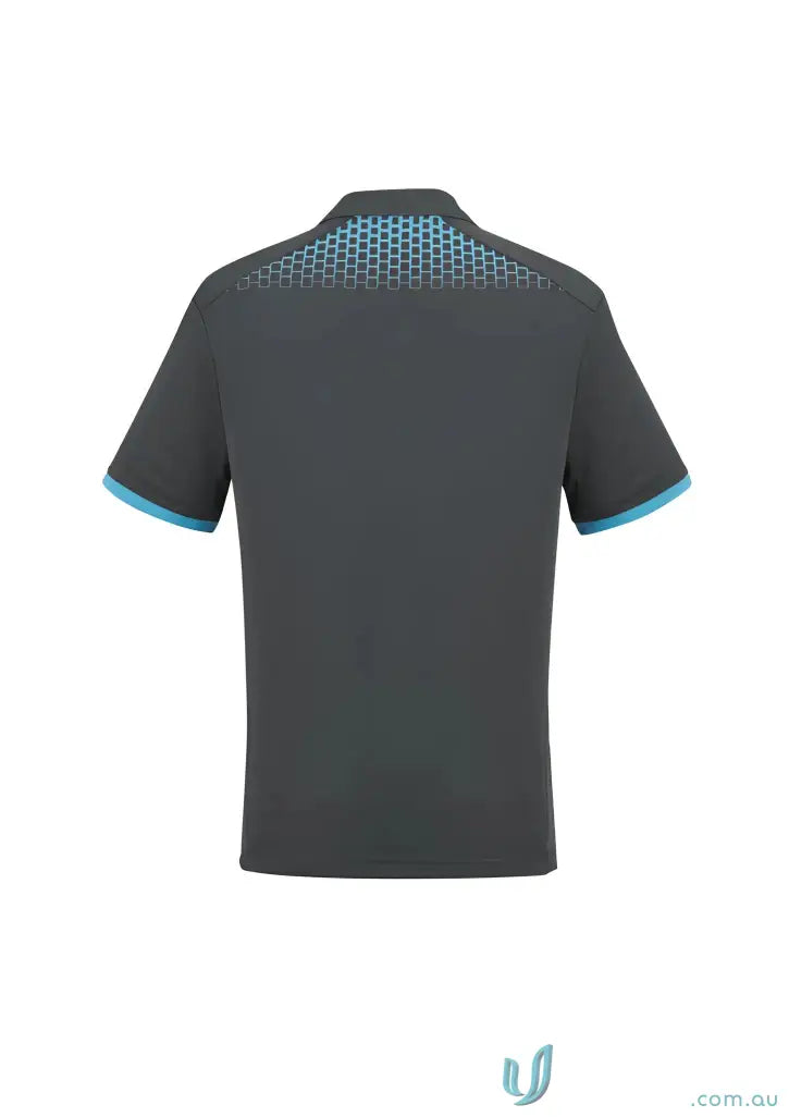 Gray Galaxy Polo with blue trim, p900ms short sleeve polo for a cool look