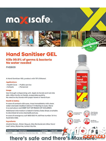 Gel Hand Sanitiser 750ml bottle sanitiser gel for uniforms and hand hygiene