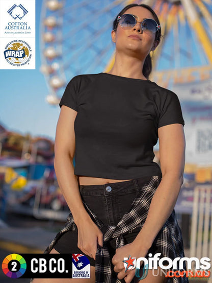 Black crop top from Girls Crop Tee, perfect for correct size and casual uniforms