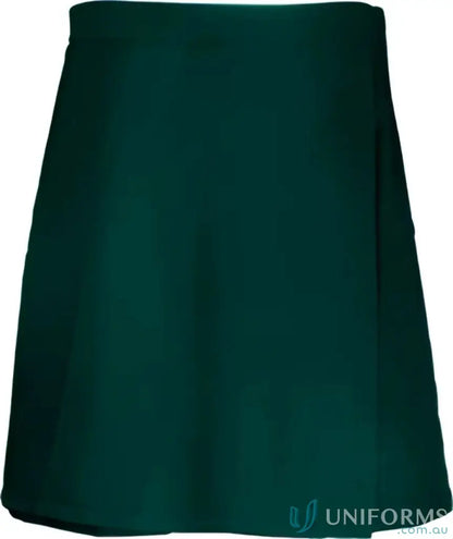 Dark green girls school skort, knee-length A-line style perfect for school days