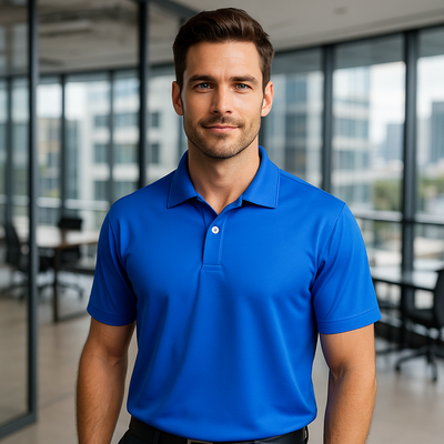 Stencil 1054 Glacier Premium SS Polos in Ocean Blue front product image