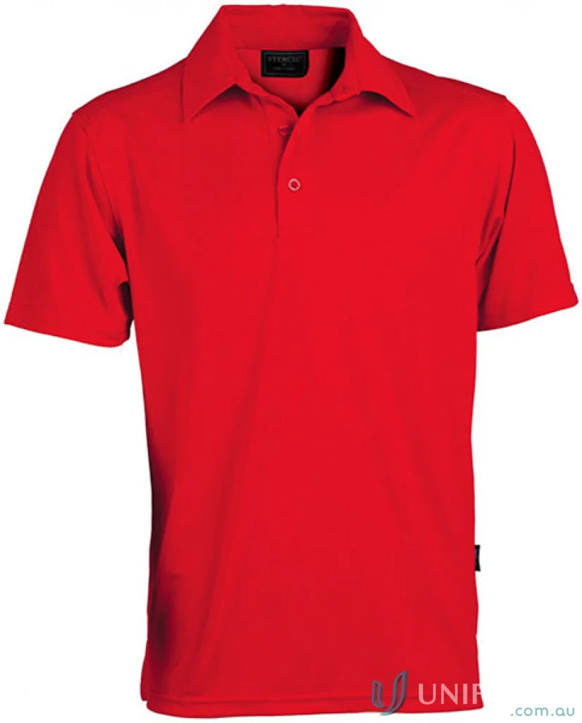 Red short-sleeved polo shirt from Glacier S/S Polos, perfect for work uniforms or uniforms