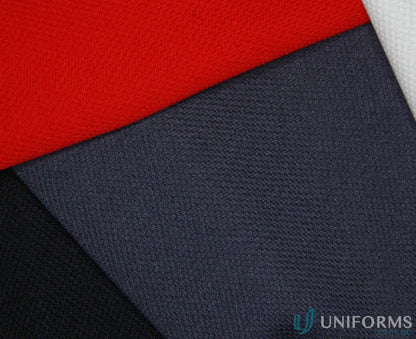 Overlapping textured fabrics from Glacier S/S Polos, perfect for work uniforms or workwear